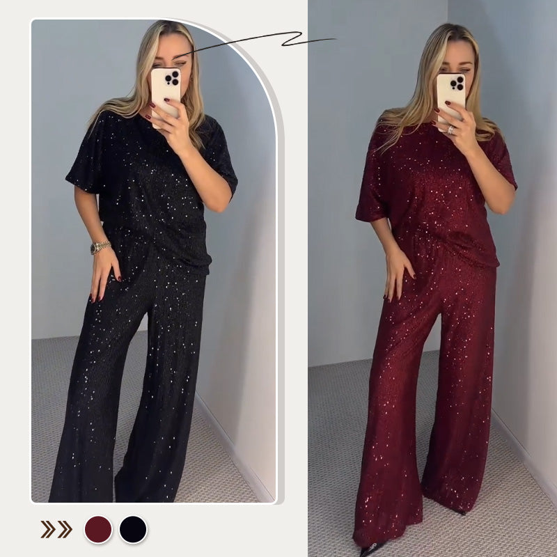 🌸Spring Specials💐 Women's Sequin Crewneck Top & Loose Trousers