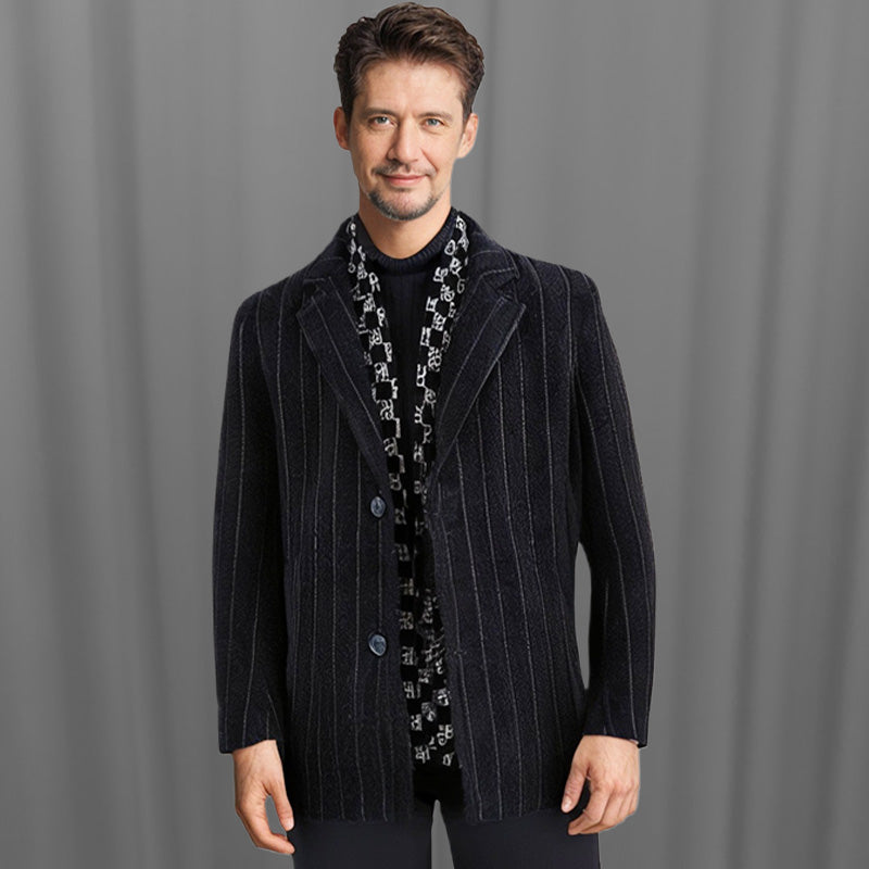 🎅Christmas Pre-sale🎁Men’s Stylish Notched Lapel Winter Tweed Jacket with White Duck Down Lining