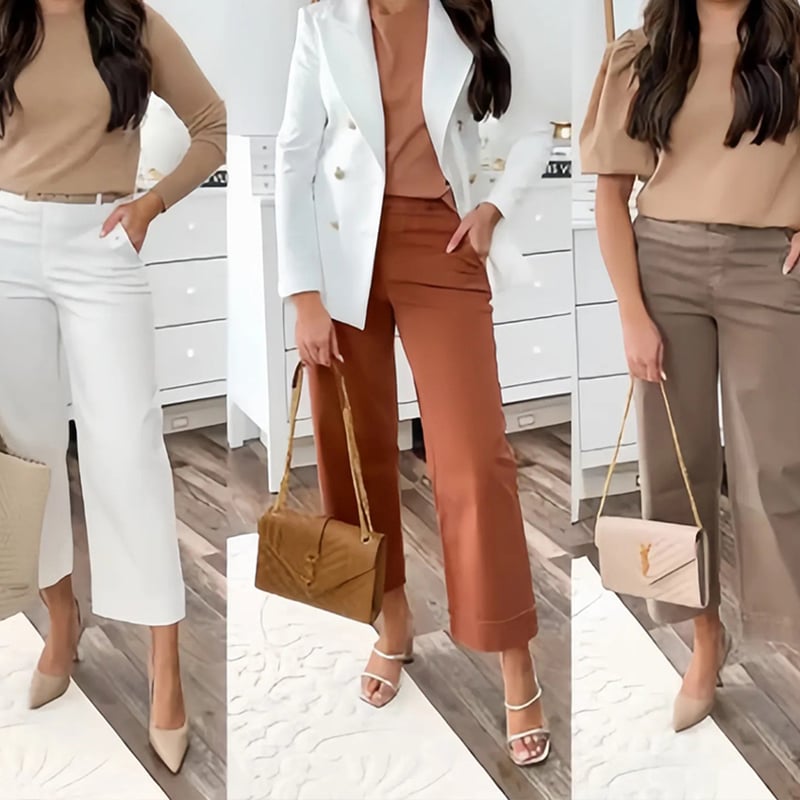 🔥2025 HOT SALE🔥Stretch Twill Cropped Wide Leg Pants