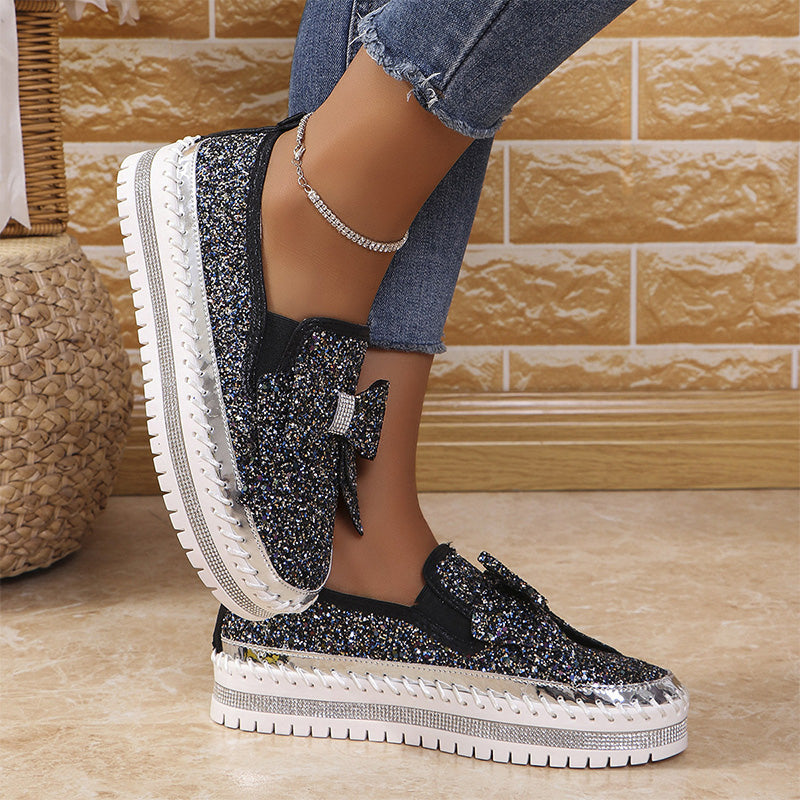 🎁Women's Rhinestones Slip-On Bow Sneakers