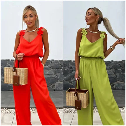 🔥New Products Hot Sale🔥Women's Sleeveless Wide Leg Jumpsuit