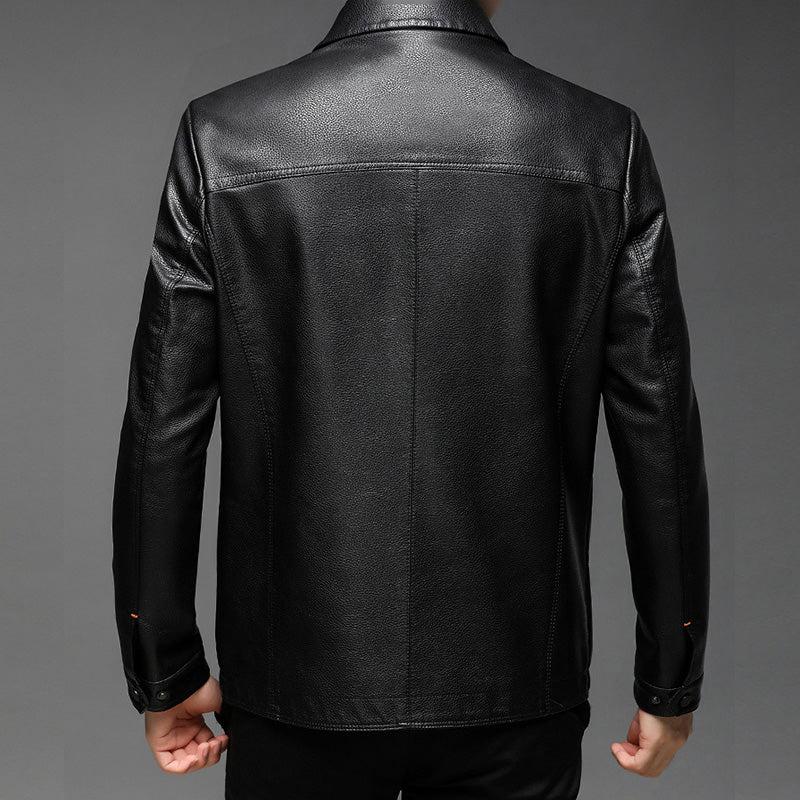 Men's Windproof Warm Leather Jacket