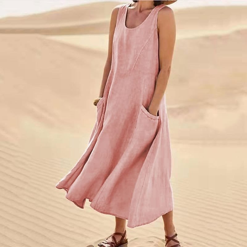 🔥SALE 49% OFF🔥Women's Sleeveless Cotton And Linen Dress