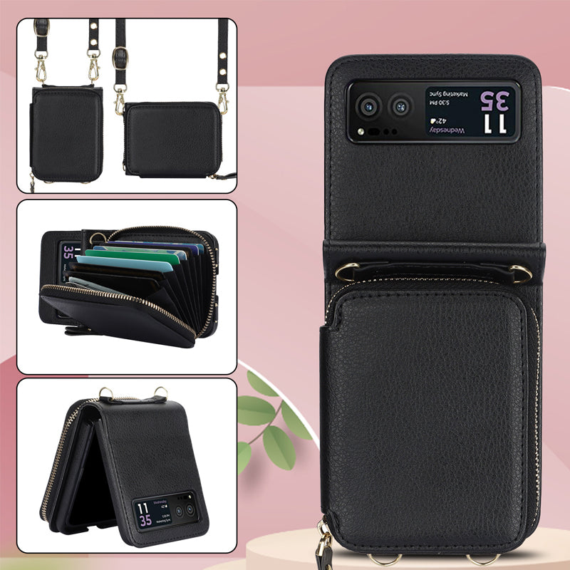 ✨Leather case with card holder and zip for Samsung Galaxy Z Flip3/4/5/6✨