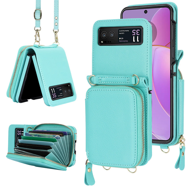 ✨Leather case with card holder and zip for Samsung Galaxy Z Flip3/4/5/6✨