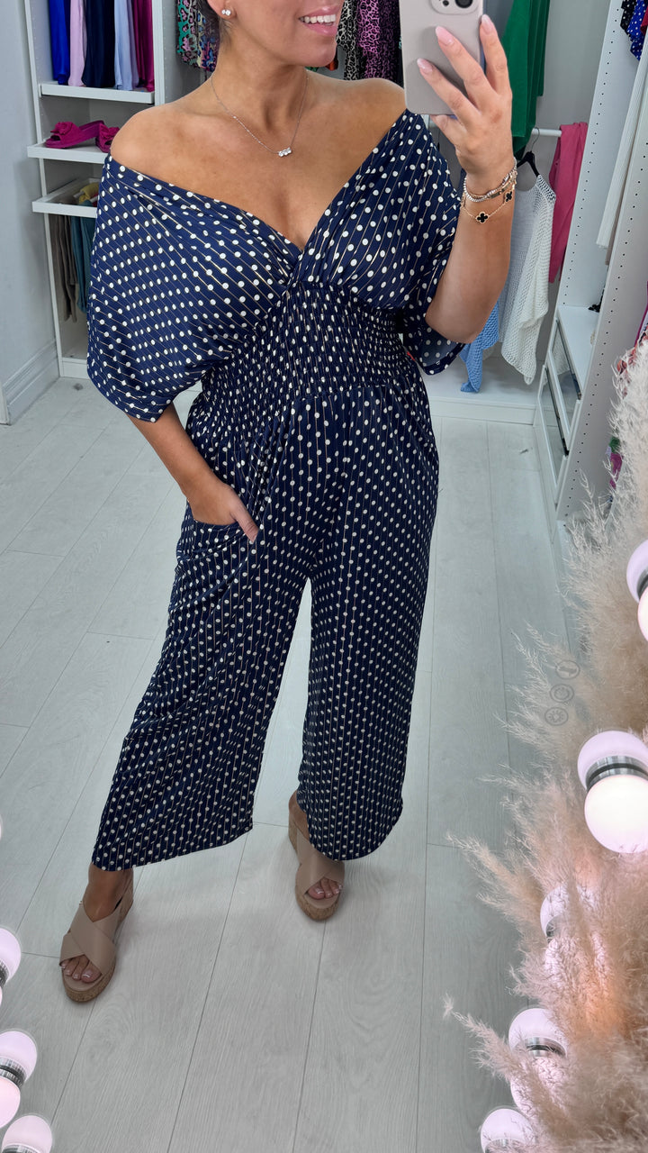 🔥HOT SALE 49% OFF💝Polka Dot Printed Elastic Waist Jumpsuit