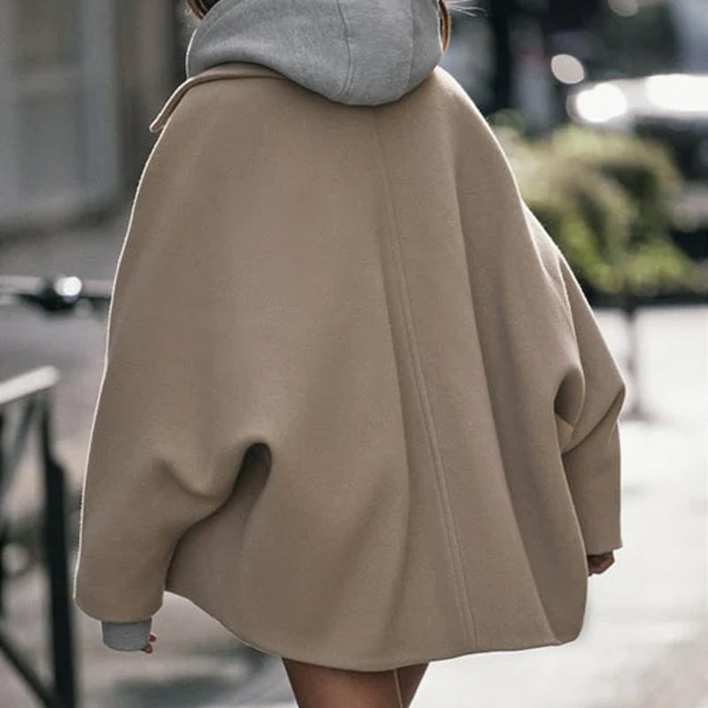 Women’s Elegant Batwing Sleeve Coat with Pockets