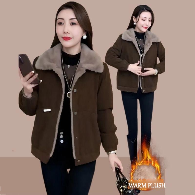 ✨Stylish Fleece-Lined Parka🥰Women's Short Winter Must-Have Loose Warm Jacket❄️