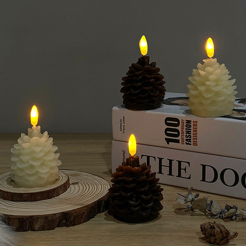 Flameless LED Pine Cone Candles for Holiday Decor