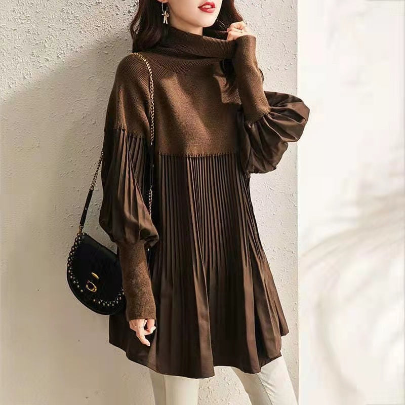 🎀Limited time 45% OFF🎀Plus Size Solid Color Lantern Sleeve Knit Dress