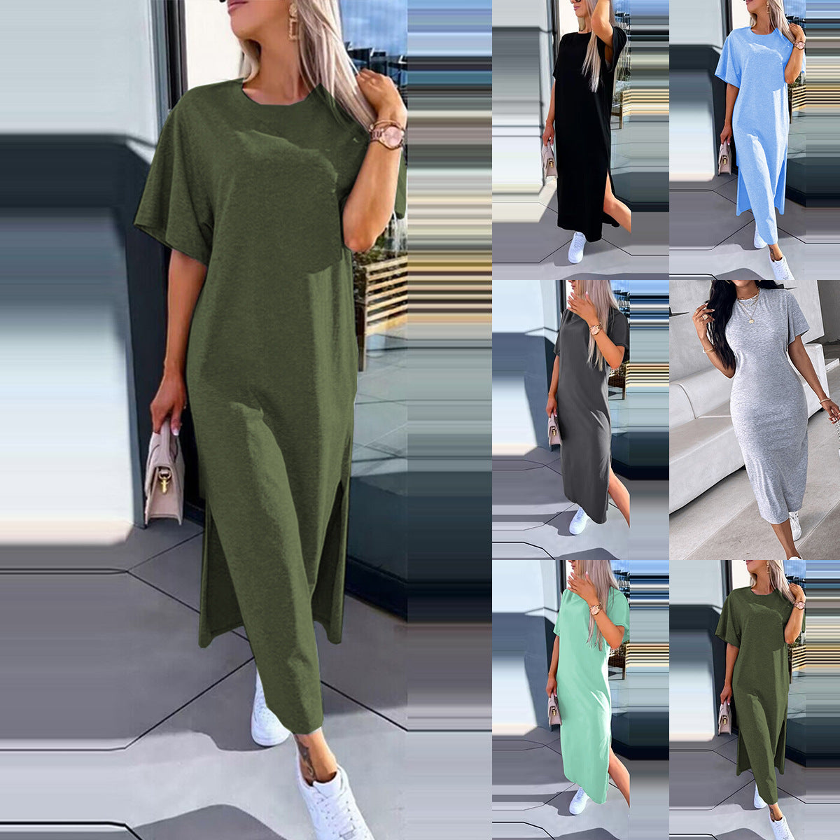 Women's Casual Split T-shirt Long Dress