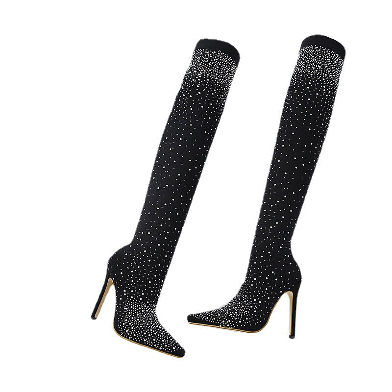 🎅Christmas Sale 50%OFF -🎁Women’s Sparkly Faux Diamonds Over-the-Knee Boots👠