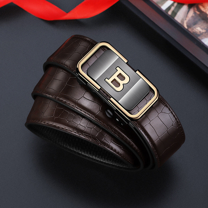 Wear-Resistant Automatic Slide Buckle Vintage Belt