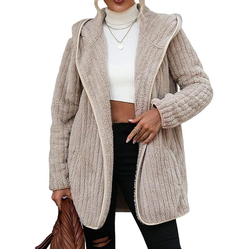 Women’s Double-sided Plush Hooded Cardigan