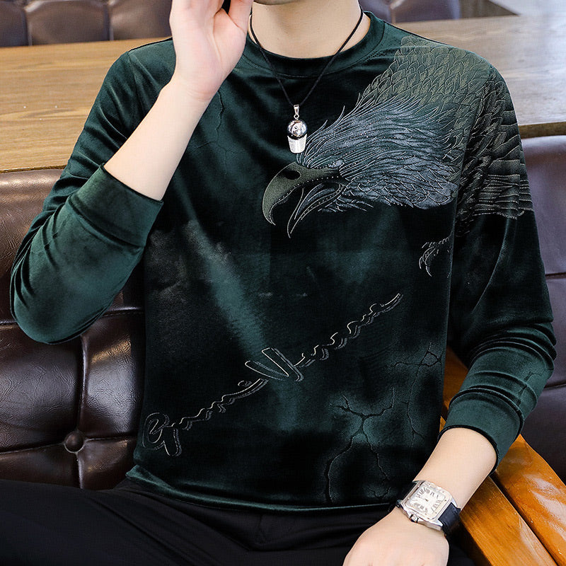 Men's Stylish Eagle Print Long Sleeve Top