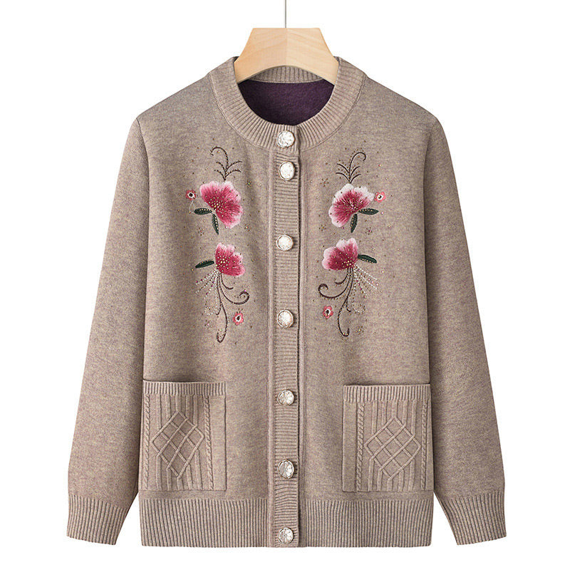 [Best Gift for Mum] Women's Warm Knitted Cardigan with Delicate Embroidery