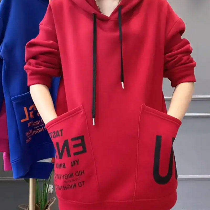 Thick-Lined Midi Hoodie with Double Pockets