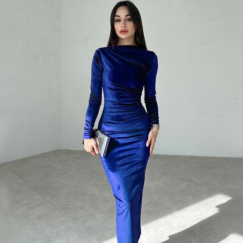 🎅Xmas Sales - 50% OFF🎄Women's Fashion Solid Color Long Sleeve Slim Fit Dress