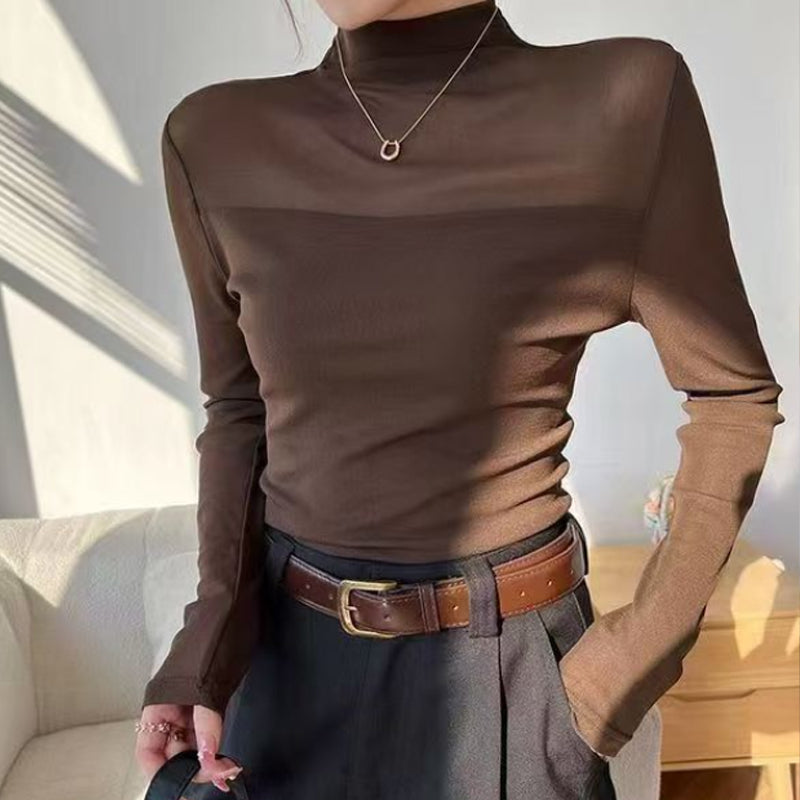 Women’s Mock-Neck Mesh Top