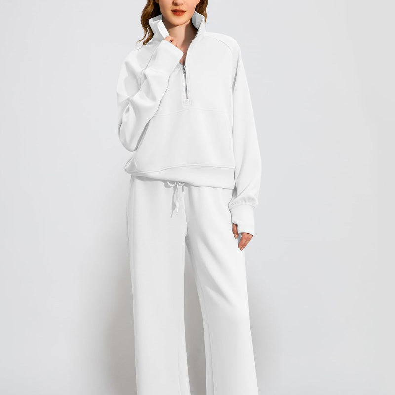 🔥Big Sale 50% OFF🔥Women’s High-Neck Zip-Up Pullover and Wide-Leg Pants Set