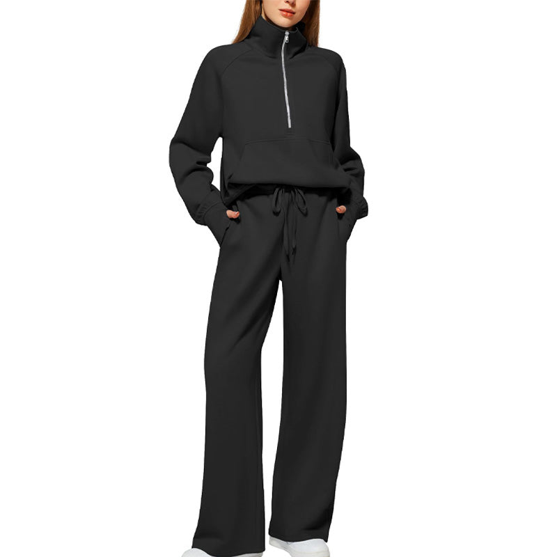 🔥Big Sale 50% OFF🔥Women’s High-Neck Zip-Up Pullover and Wide-Leg Pants Set