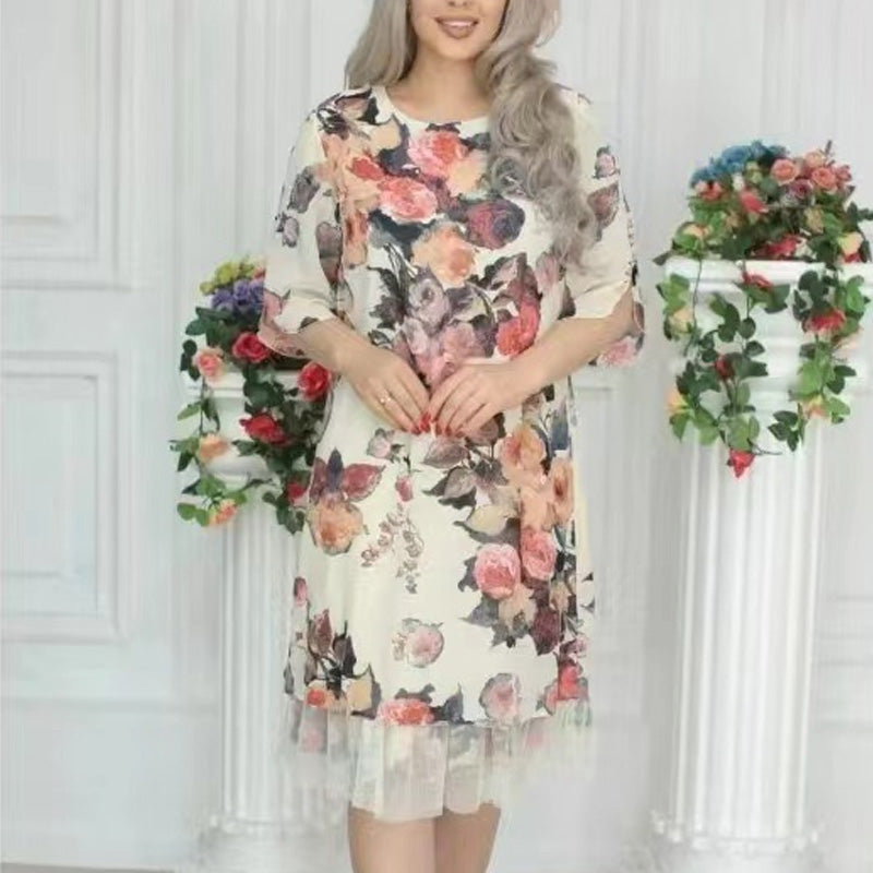 🌸Spring Specials🌸 Women's Elegant Rose Print Loose Dress