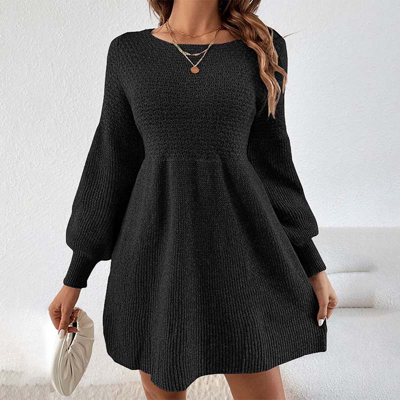 Casual Long Sleeve A-Line Knit Sweater Dress