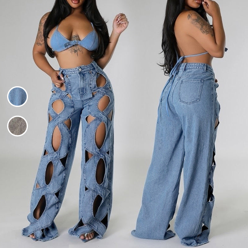 💖 Women's Hollow Out High-Waisted Denim Pants👖