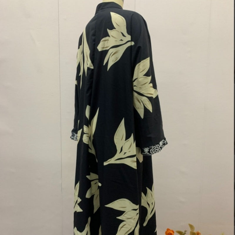 Women's V-Neck Printed Loose Long Sleeve Dresses