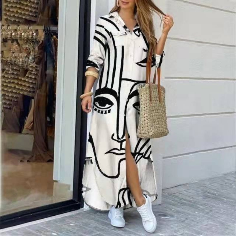 🎉Happy New Year! 50% OFF 🛍️Women's Colorful Abstract Print Maxi Dress with Side Slits