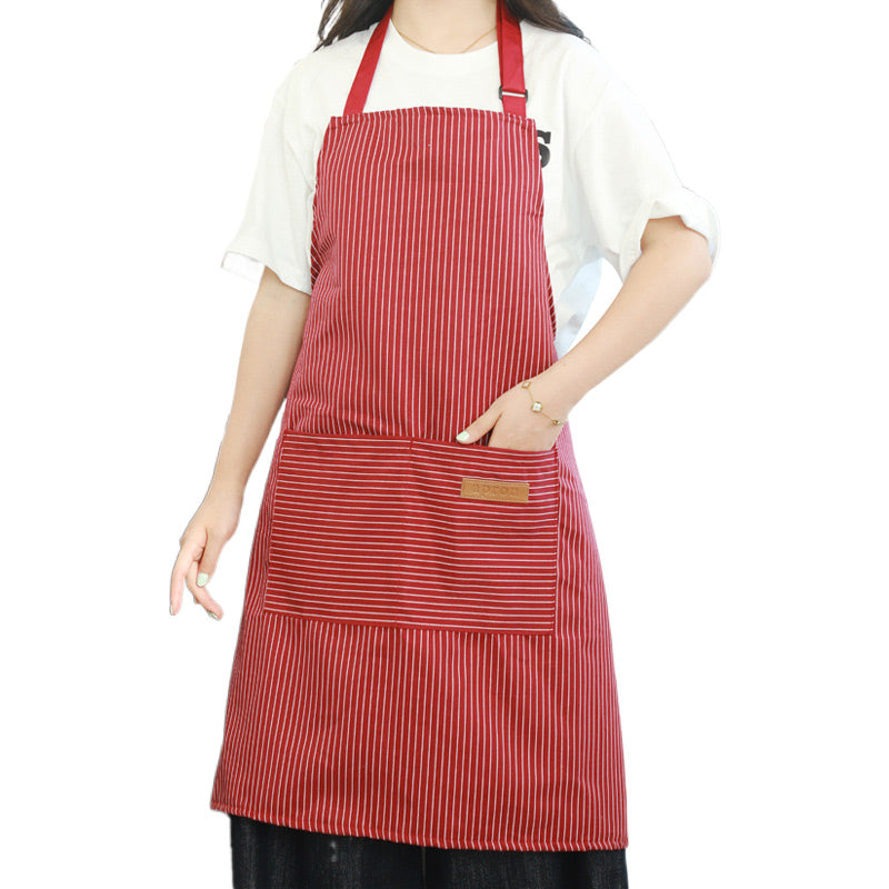 Adjustable Kitchen Cooking Striped Apron with Pockets