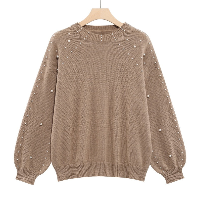 🔥2025 NEW SALES - 50% OFF🔥Women's Faux Pearls Round Neck Pullover Sweater