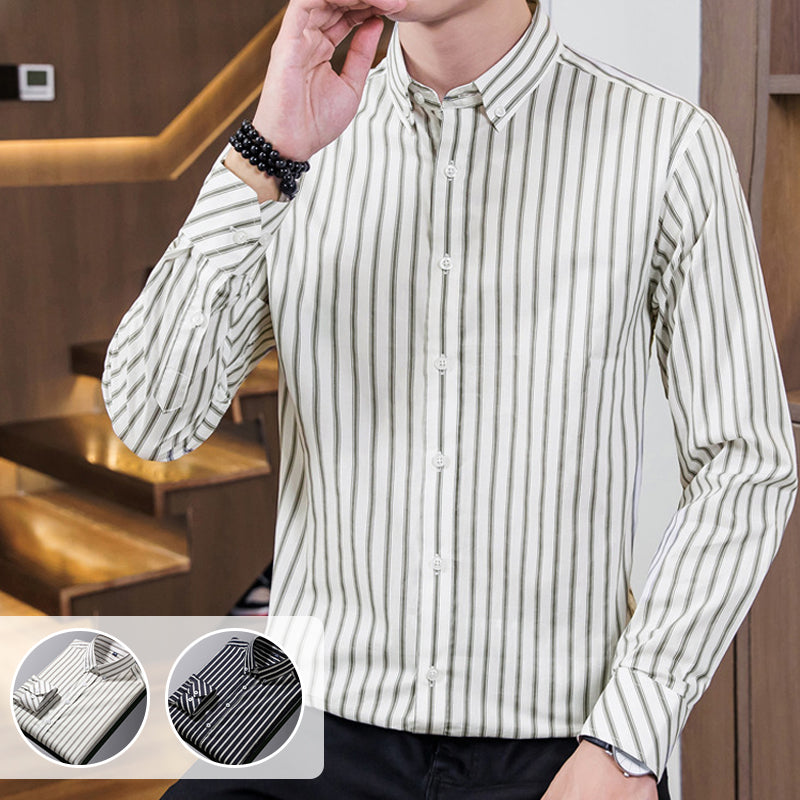 Men's Long Sleeve Vertical Stripe Shirt