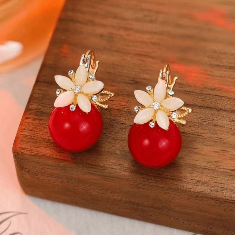 Delicate Flower Pearl Earrings