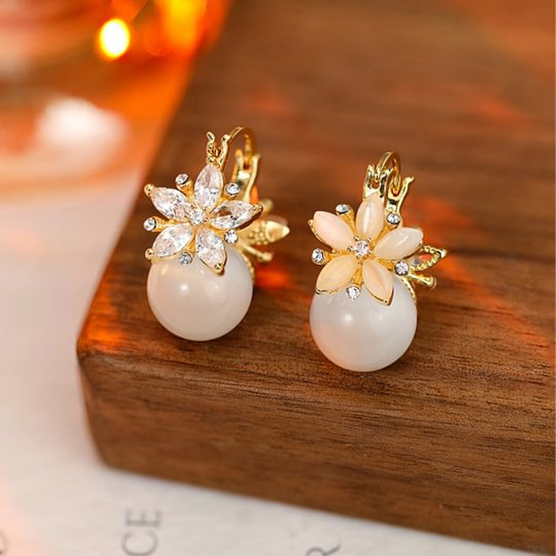 Delicate Flower Pearl Earrings