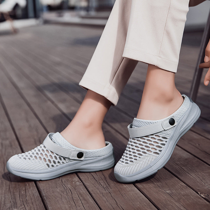 Fashion Mesh Breathable Half Slip-On Sandals